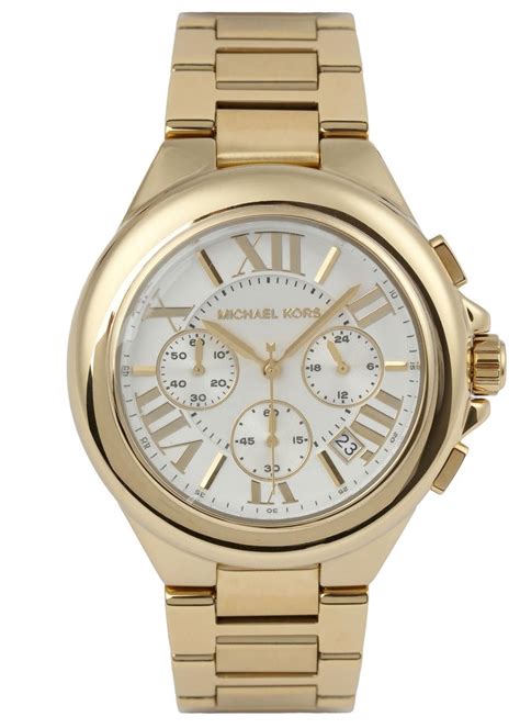 michael kors large gold chronograph watch|Michael Kors stainless steel watch.